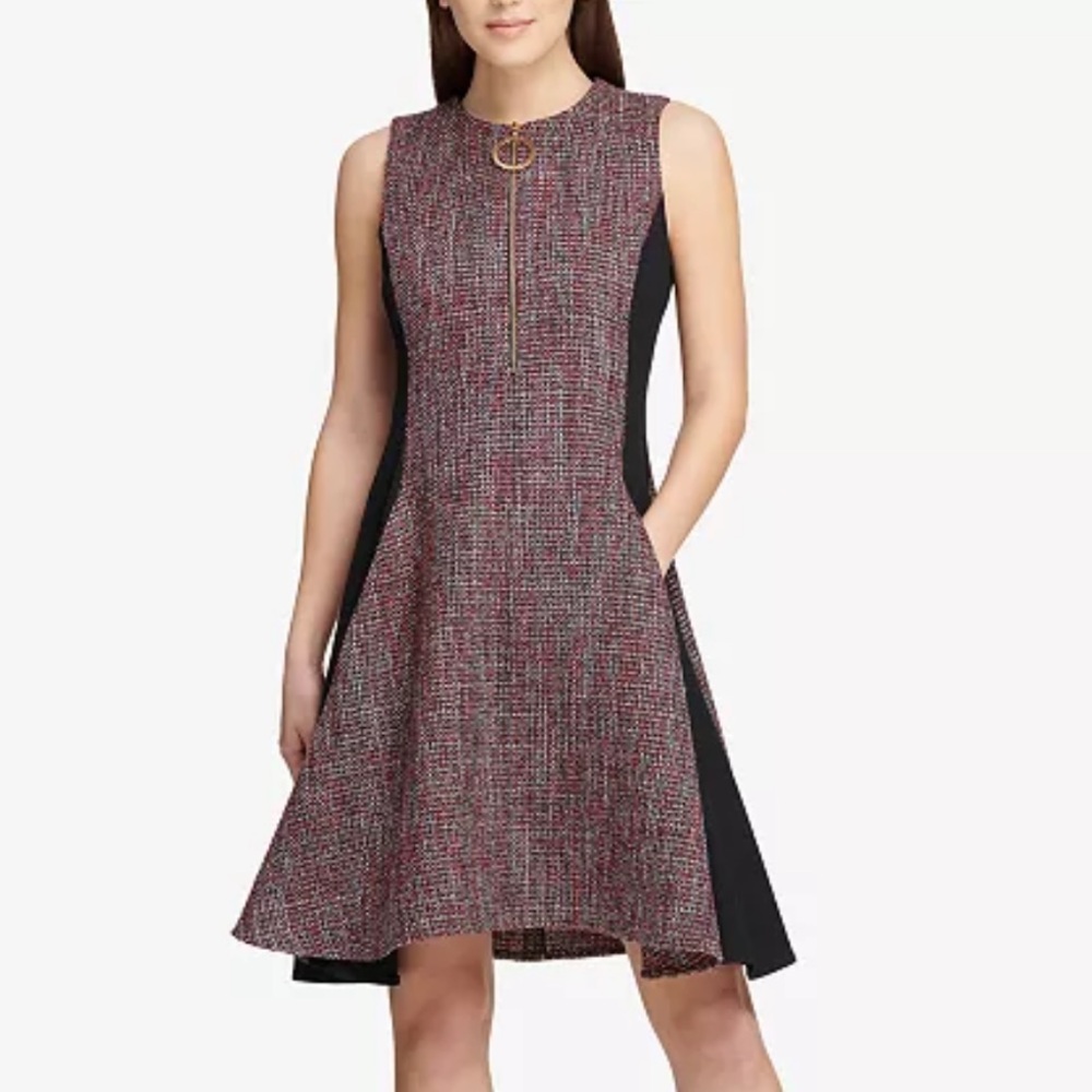 DKNY Tweed Colorblocked Fit & Flare size 10